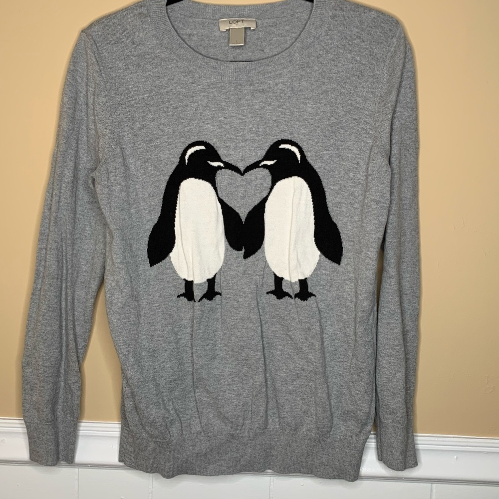 LOFT Grey Penguin Sweater